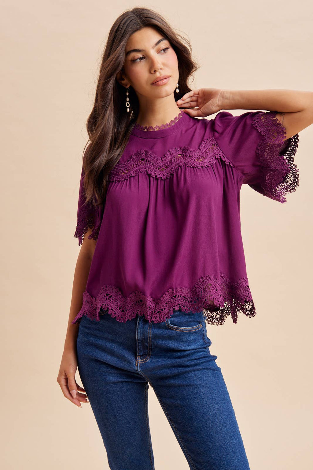 LACE TRIM TOP