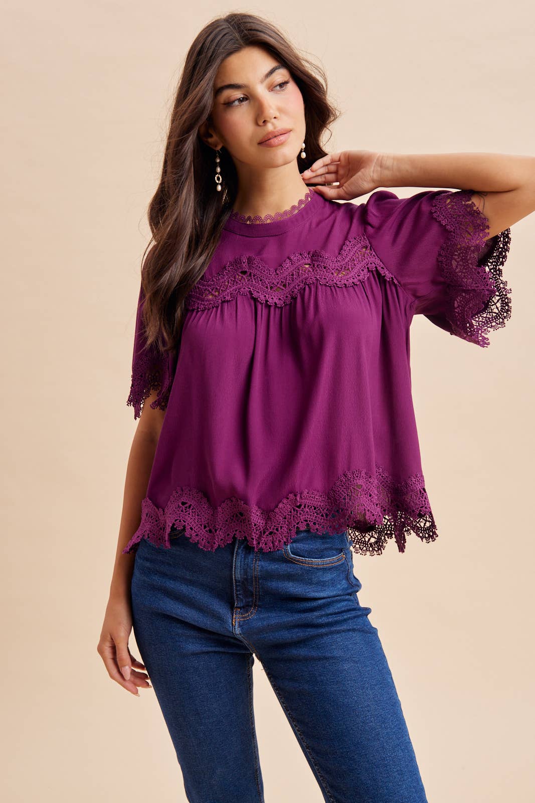 LACE TRIM TOP