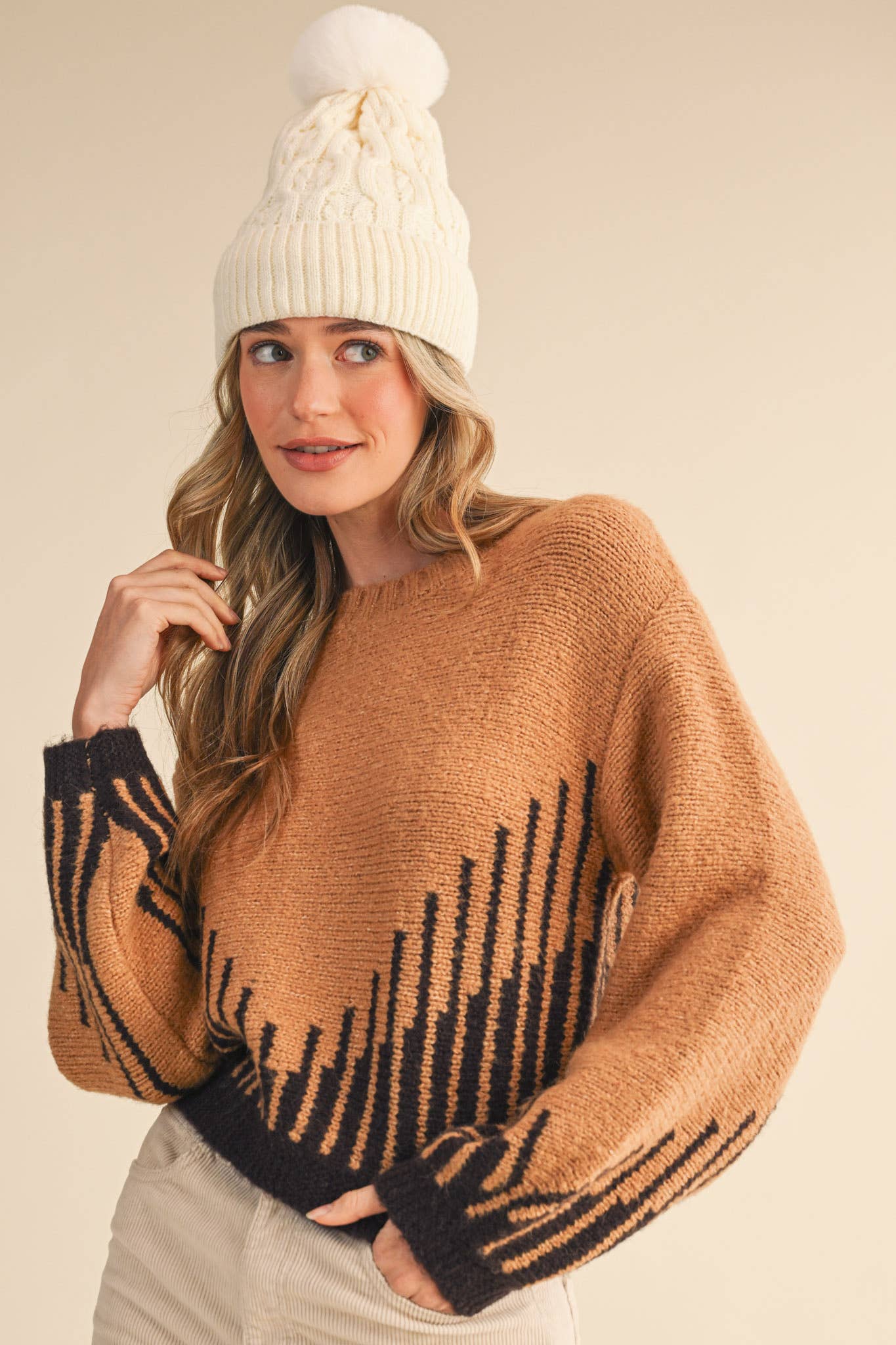 Long Balloon Sleeve Pullover Sweater