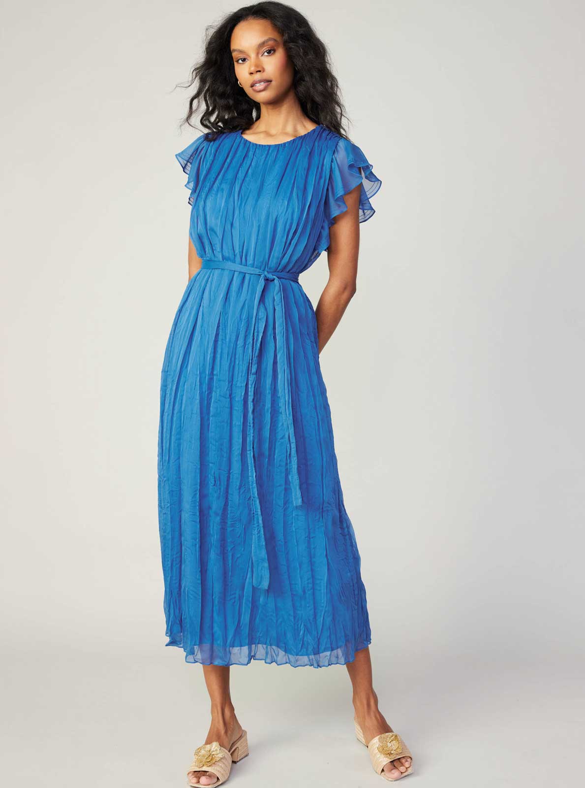 Flutter Sleeve Crinkle Dress