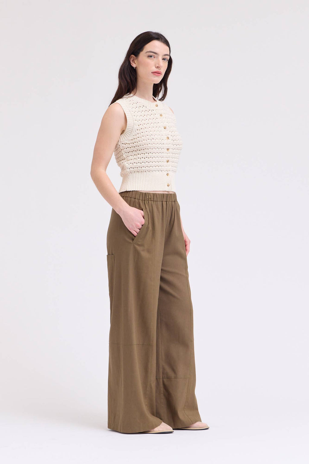 Texture Knitted Button Up Top