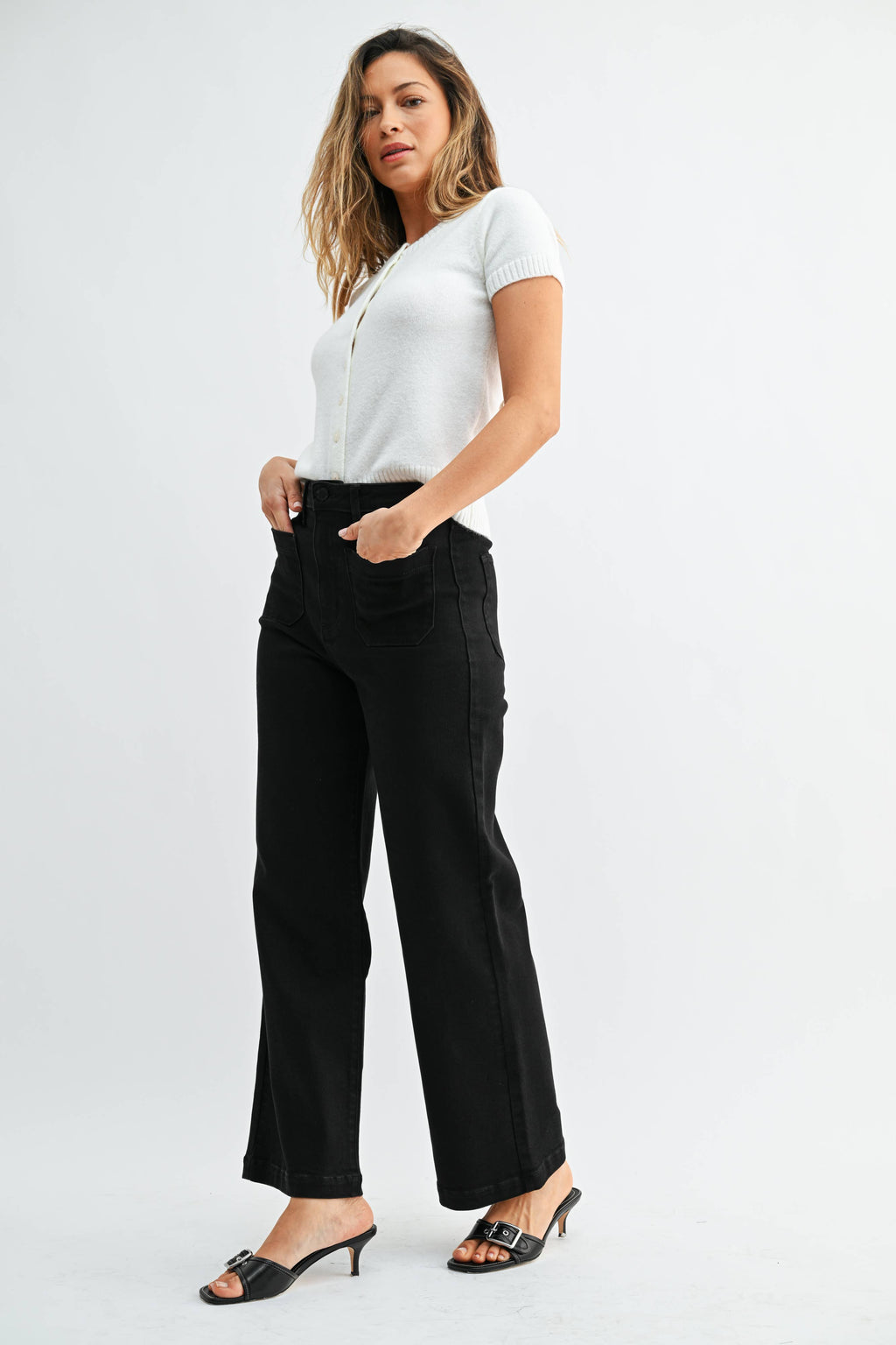 Black Patch Pocket Wide Leg
