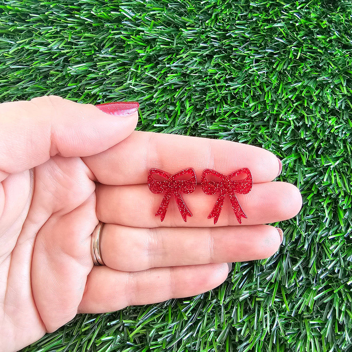 Red Bow Studs