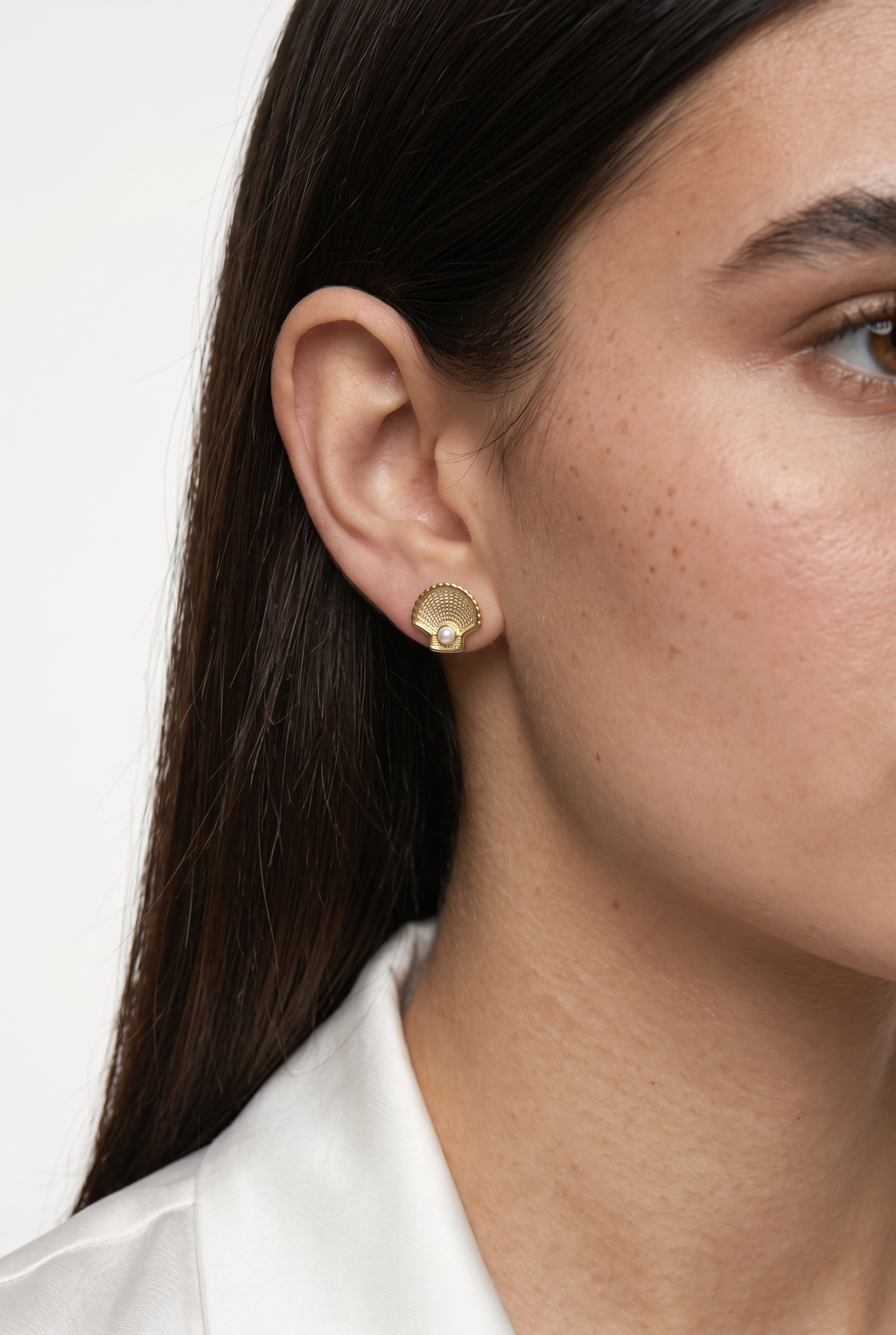 18k Gold Filled Seashell Stud Earrings