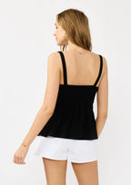 Lace Trim Button-Down Sleeveless Tank