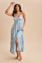 BORDER PRINT MAXI DRESS