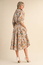 Button Down Tiered Midi Dress