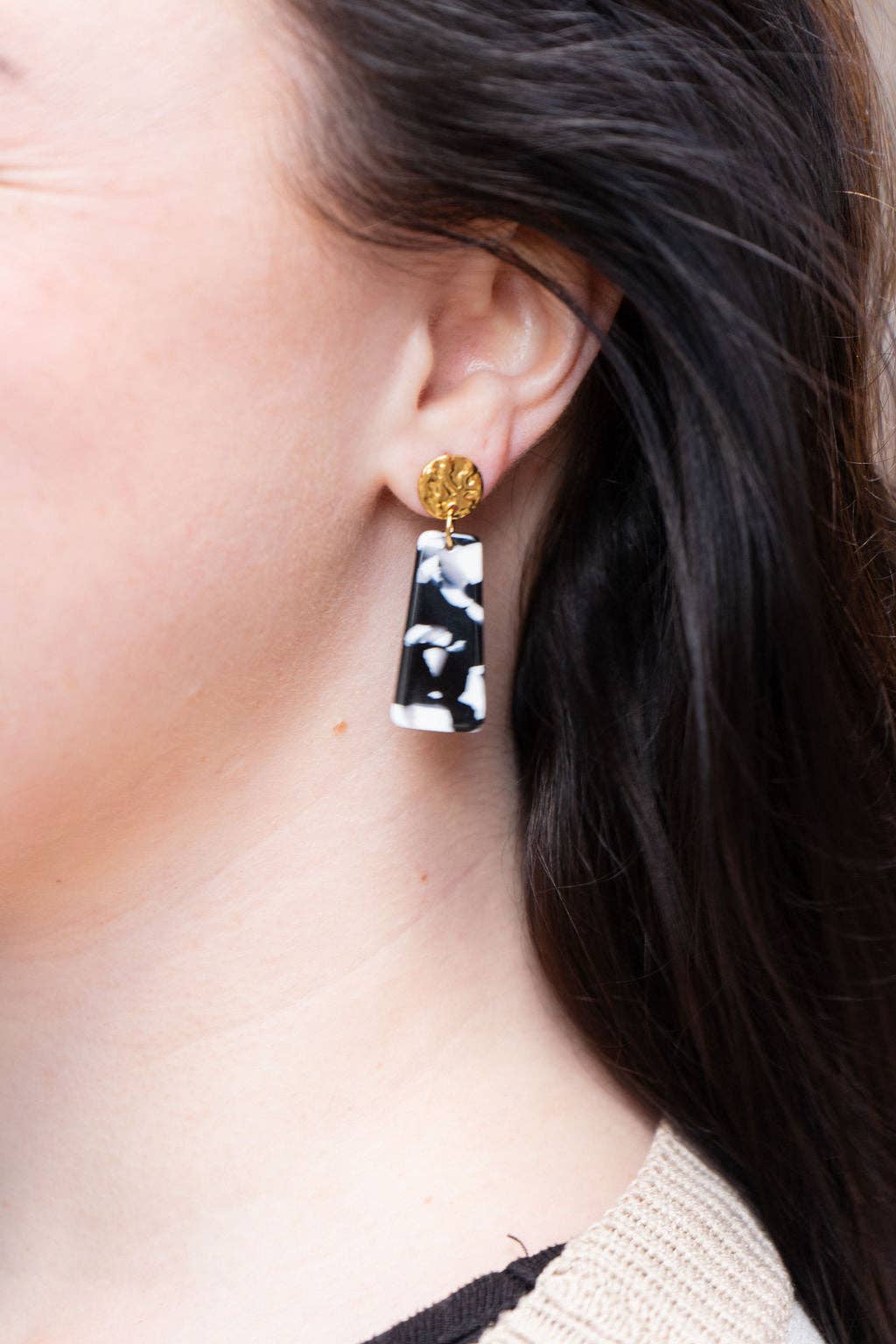 Mia Mini Earrings - Black & White // Jewelry, Earrings, Fall