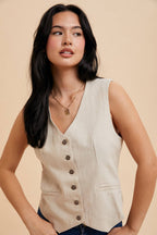 Cotton Linen Blend Vest