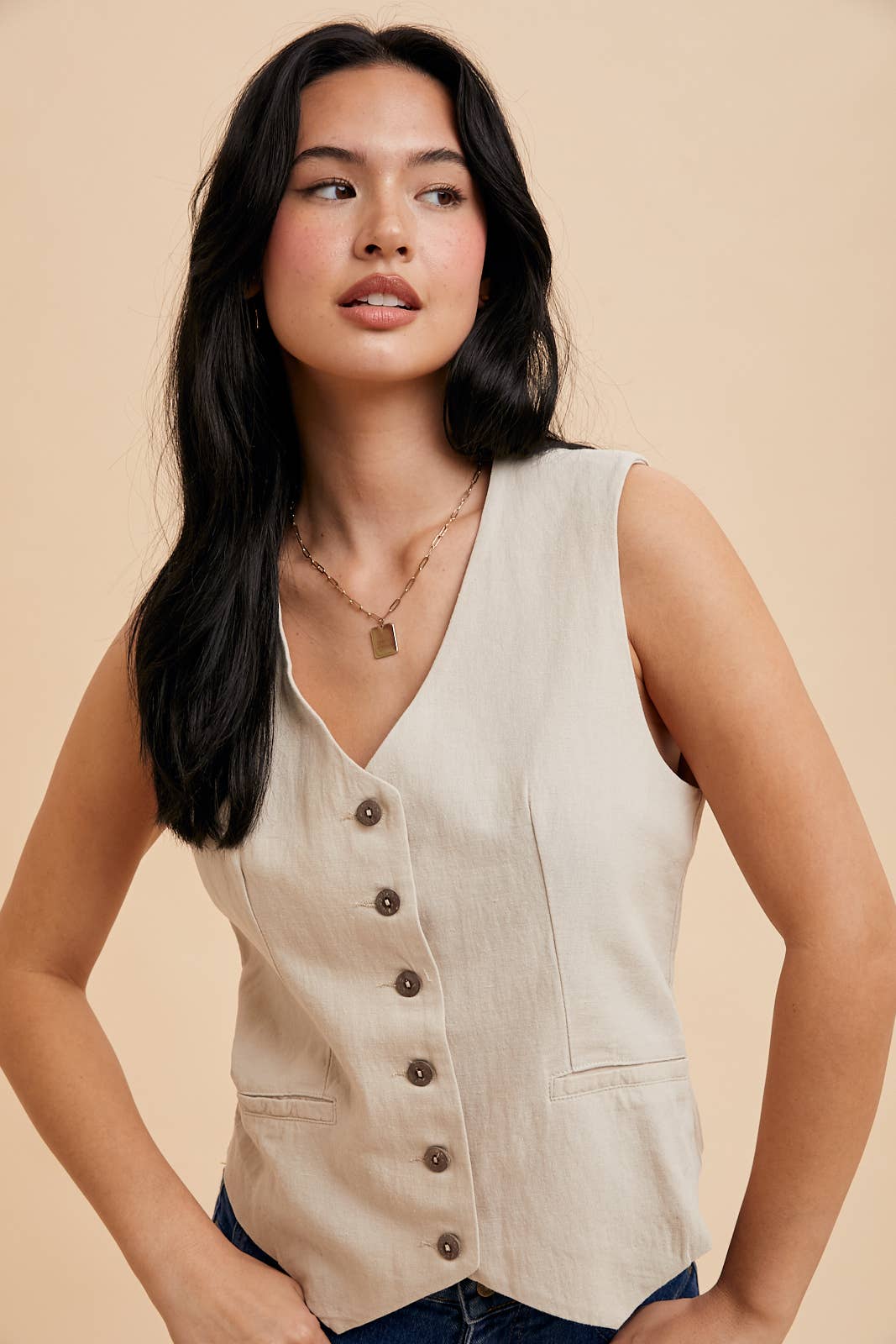 Cotton Linen Blend Vest