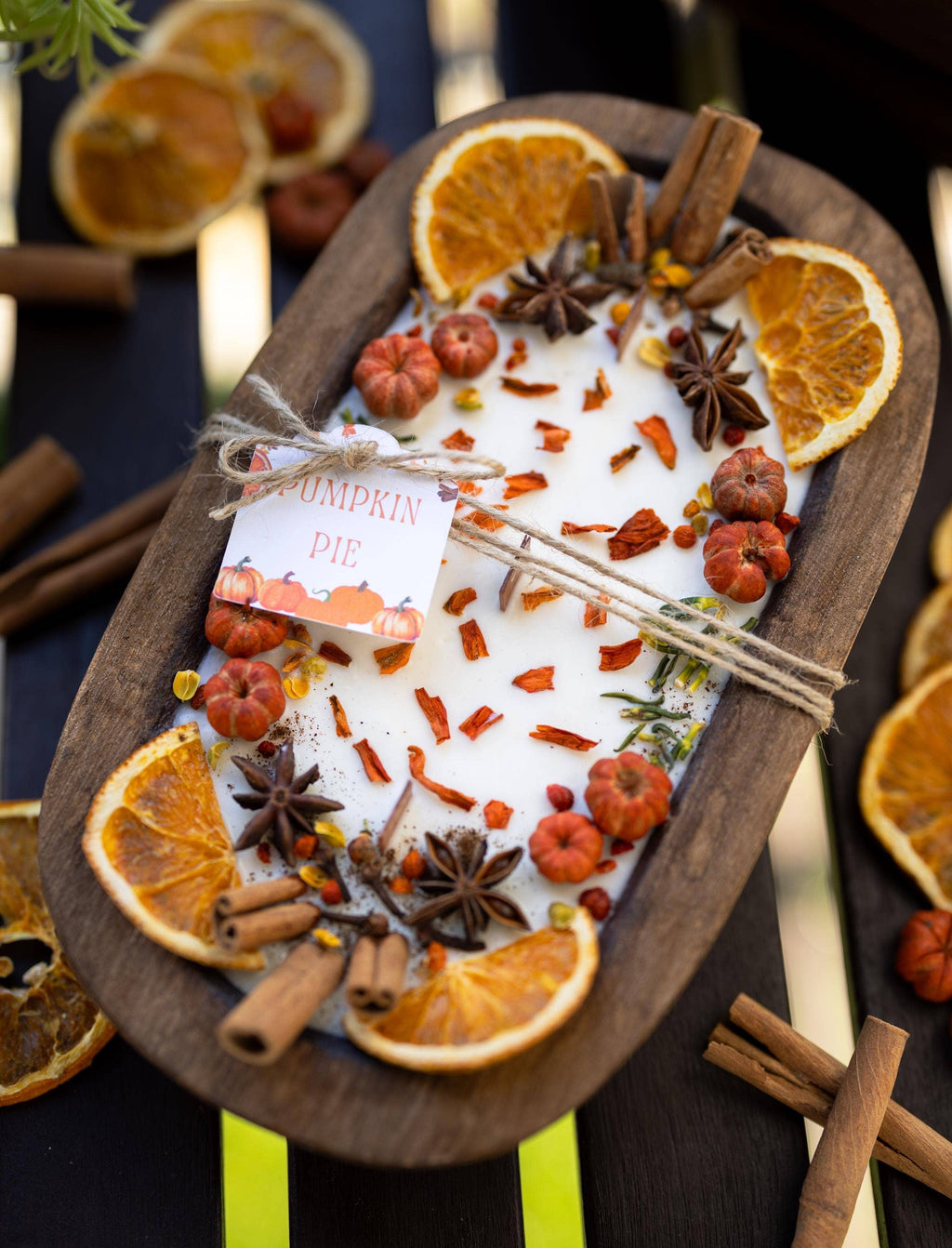 Large Wooden Bowl Fall Soy Candle