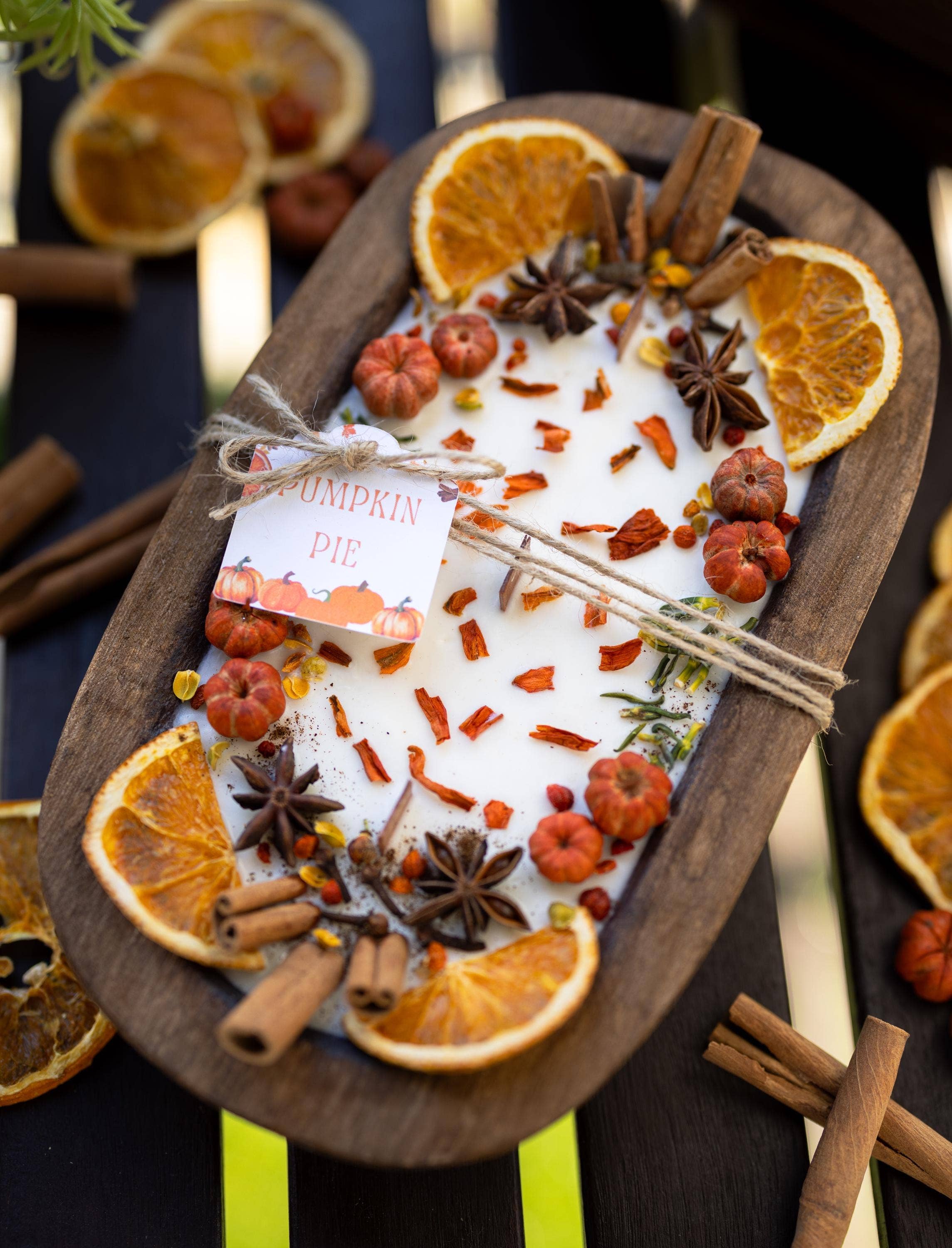 Large Wooden Bowl Fall Soy Candle