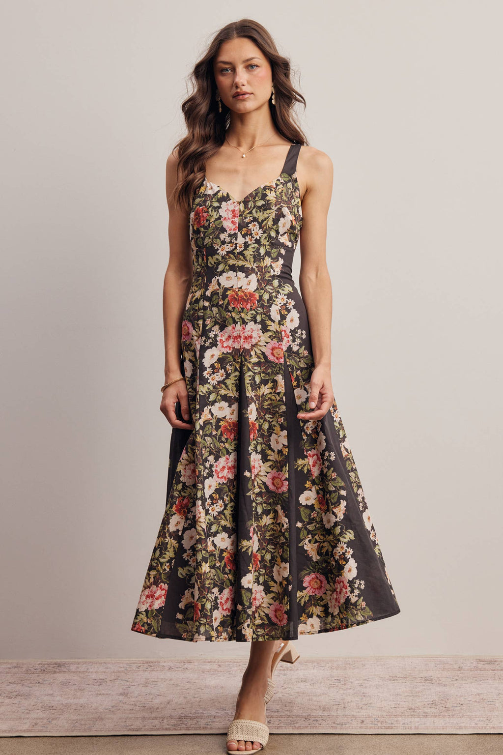 Floral Panel Midi Dress