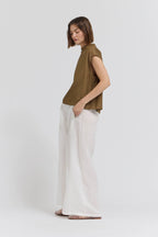 Mock Neck Loose Fit Textured Top