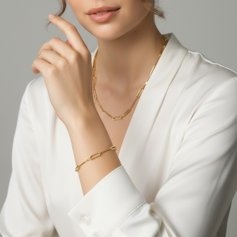 Paperclip & Box Chain Bracelet