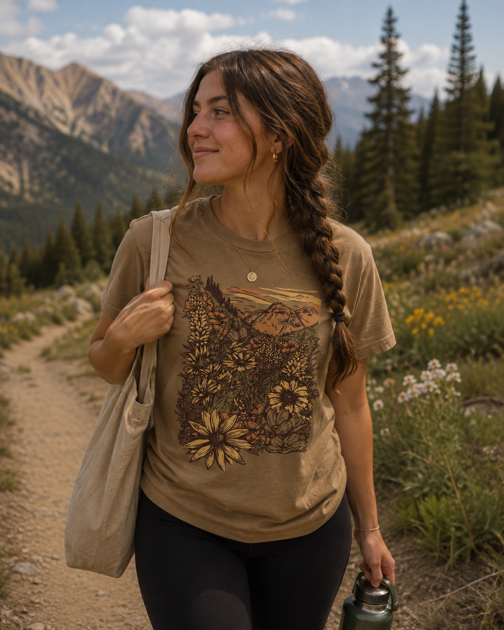 Flower Meadow Unisex Tee - Coyote Brown