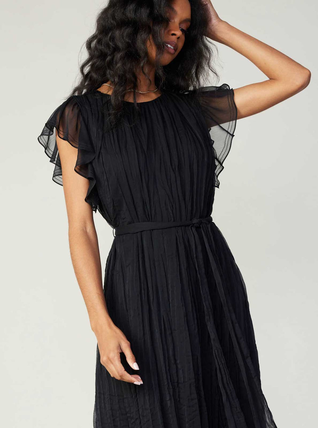 Flutter Sleeve Crinkle Dress