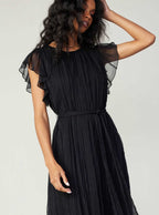 Flutter Sleeve Crinkle Dress