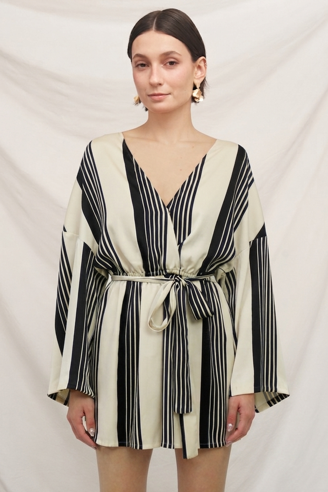 Elastic Waist Striped Mini Dress