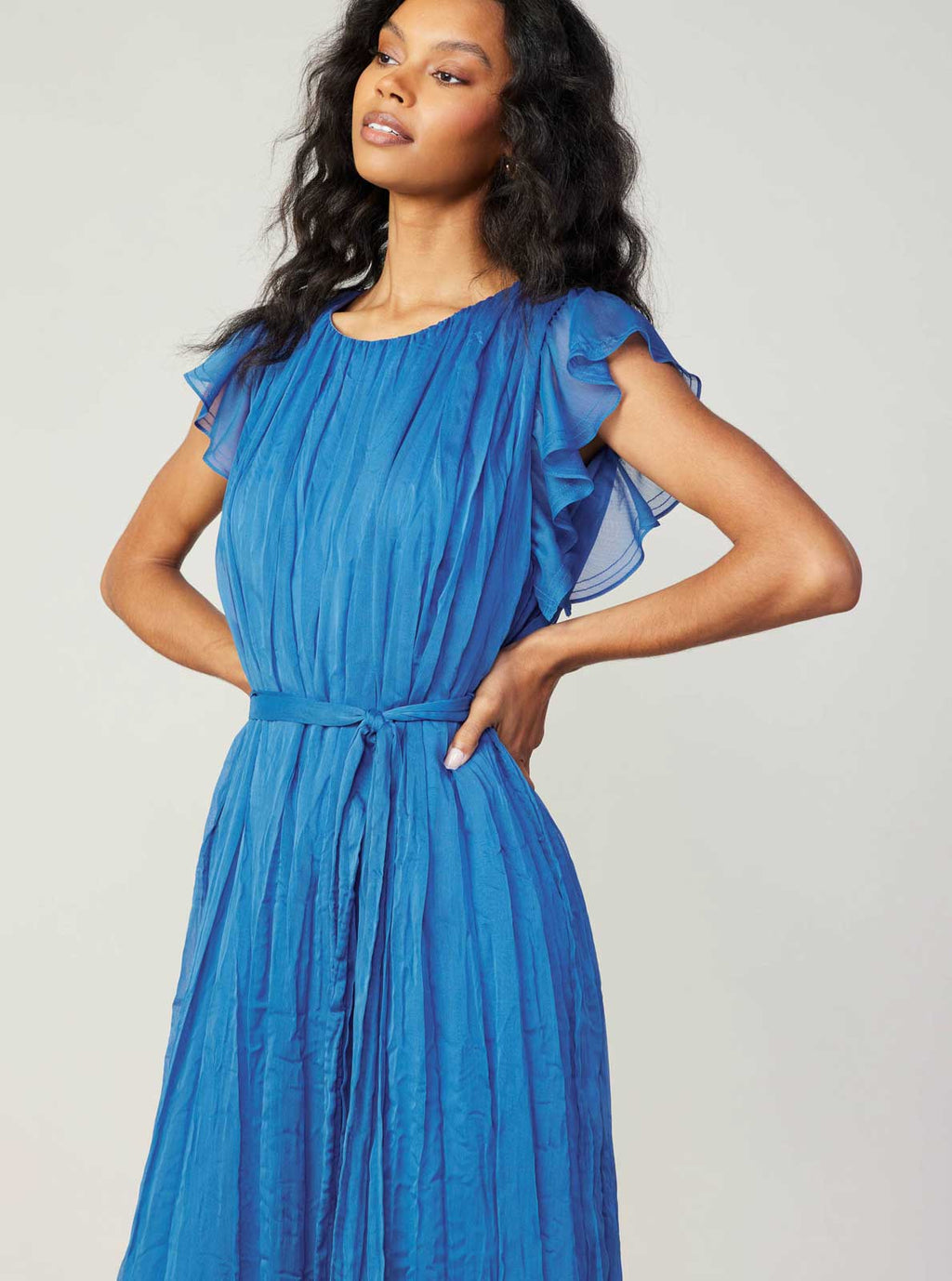 Flutter Sleeve Crinkle Dress
