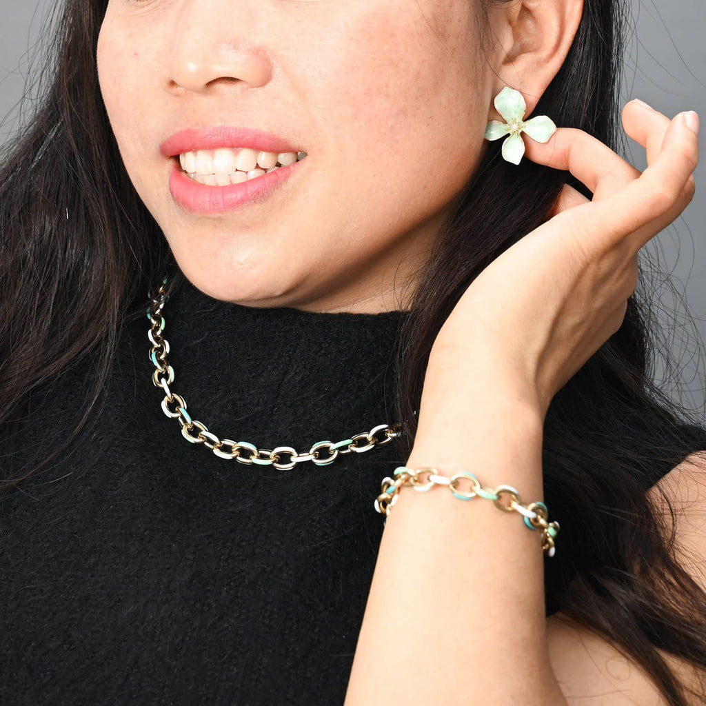 Hope in Bloom Flower Earrings - Mint