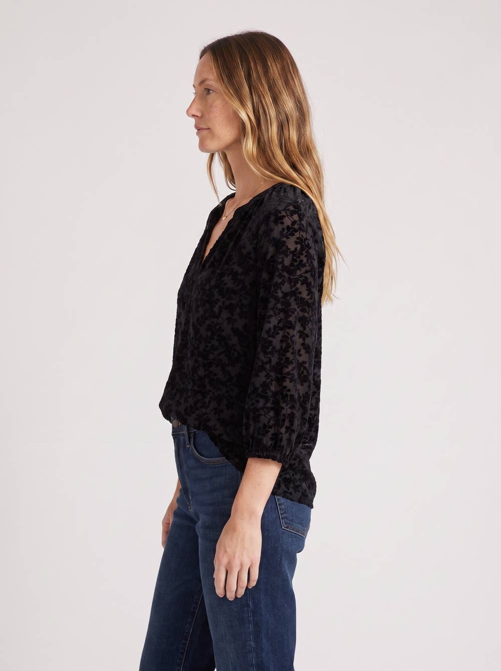 V-Neck Floral Burnout Top
