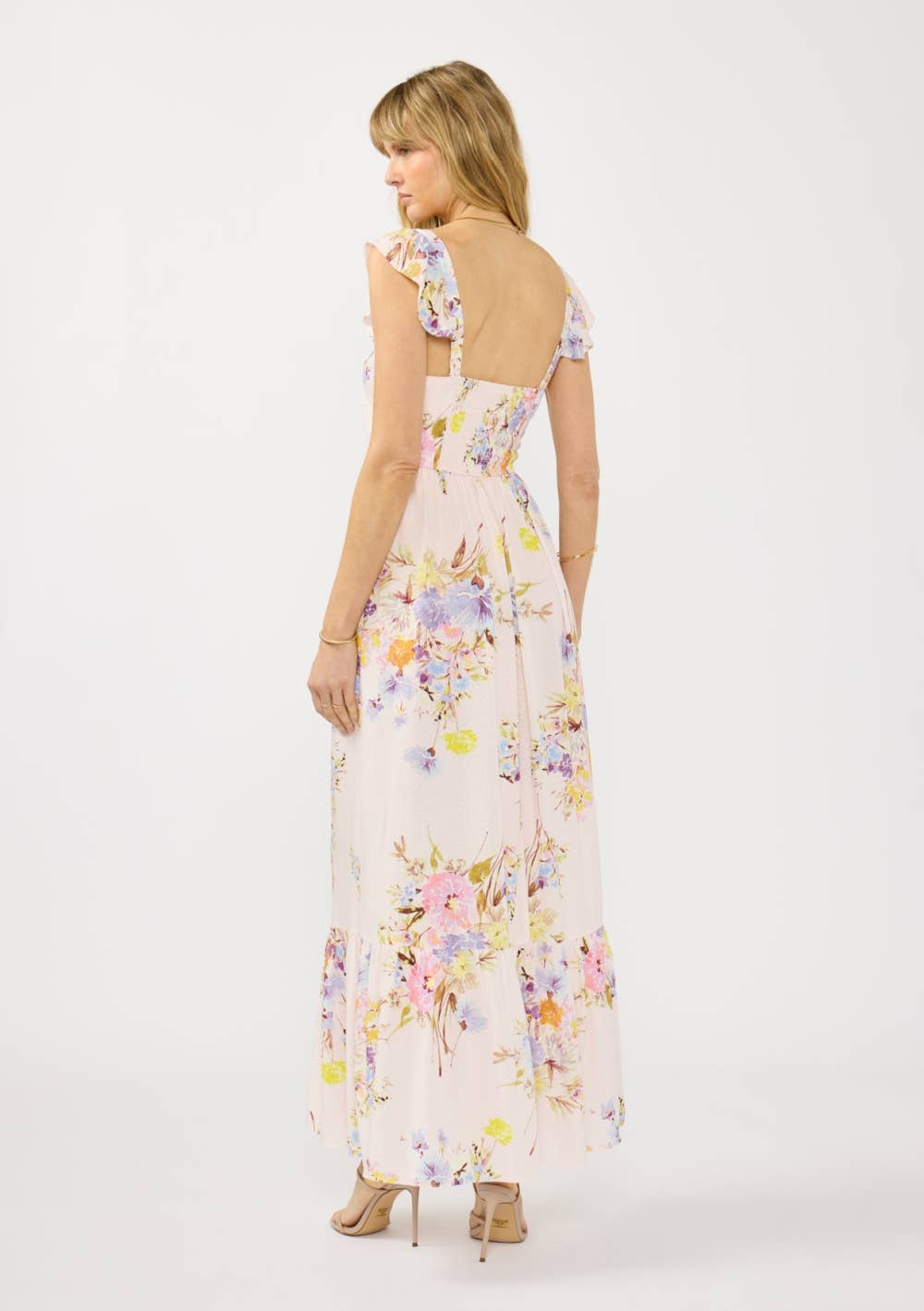 Ruffle V Neck Maxi Dress