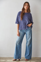 Knit Sweater Short Sleeve Boxy Pullover Top