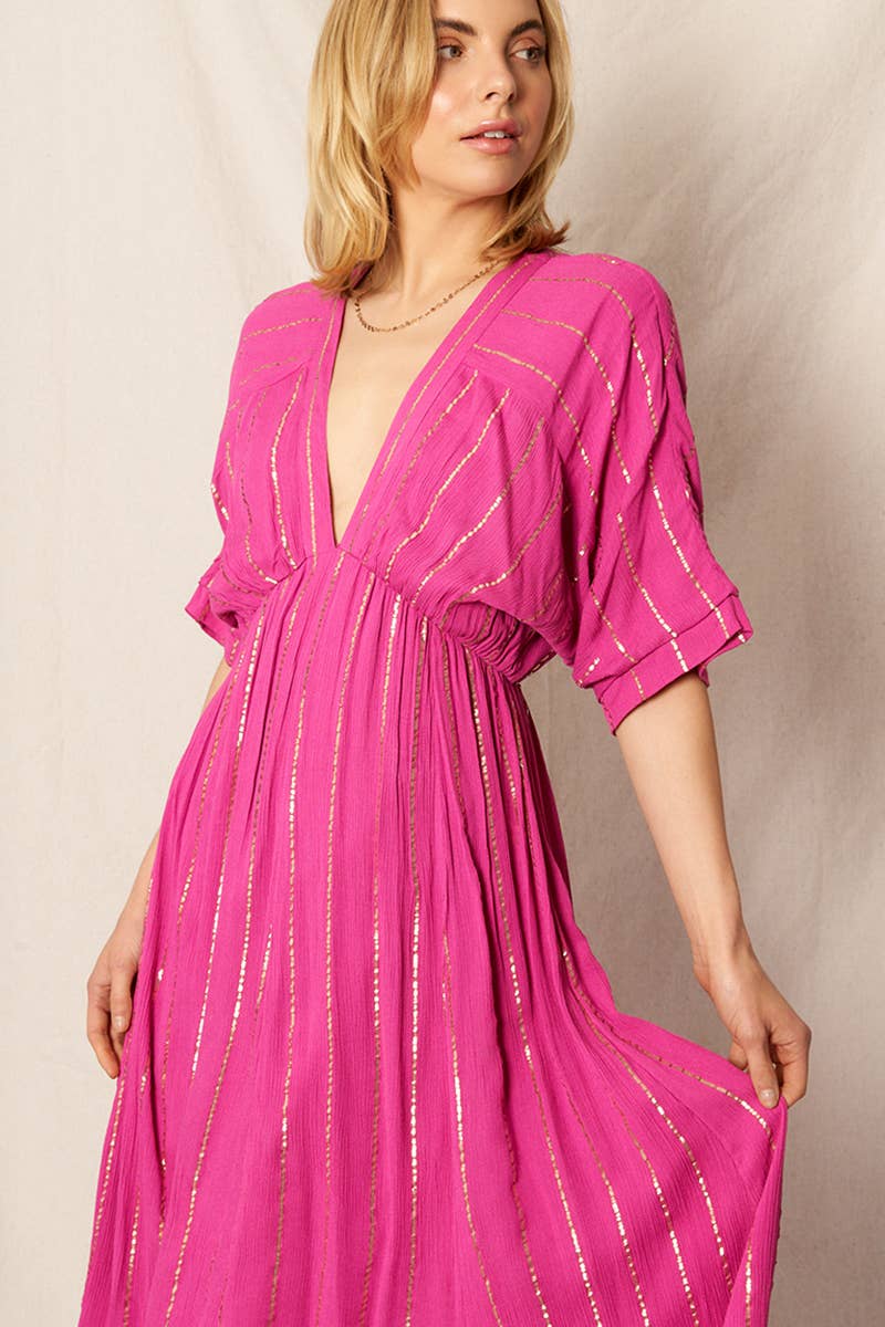 Striped Sequin Midi Dress