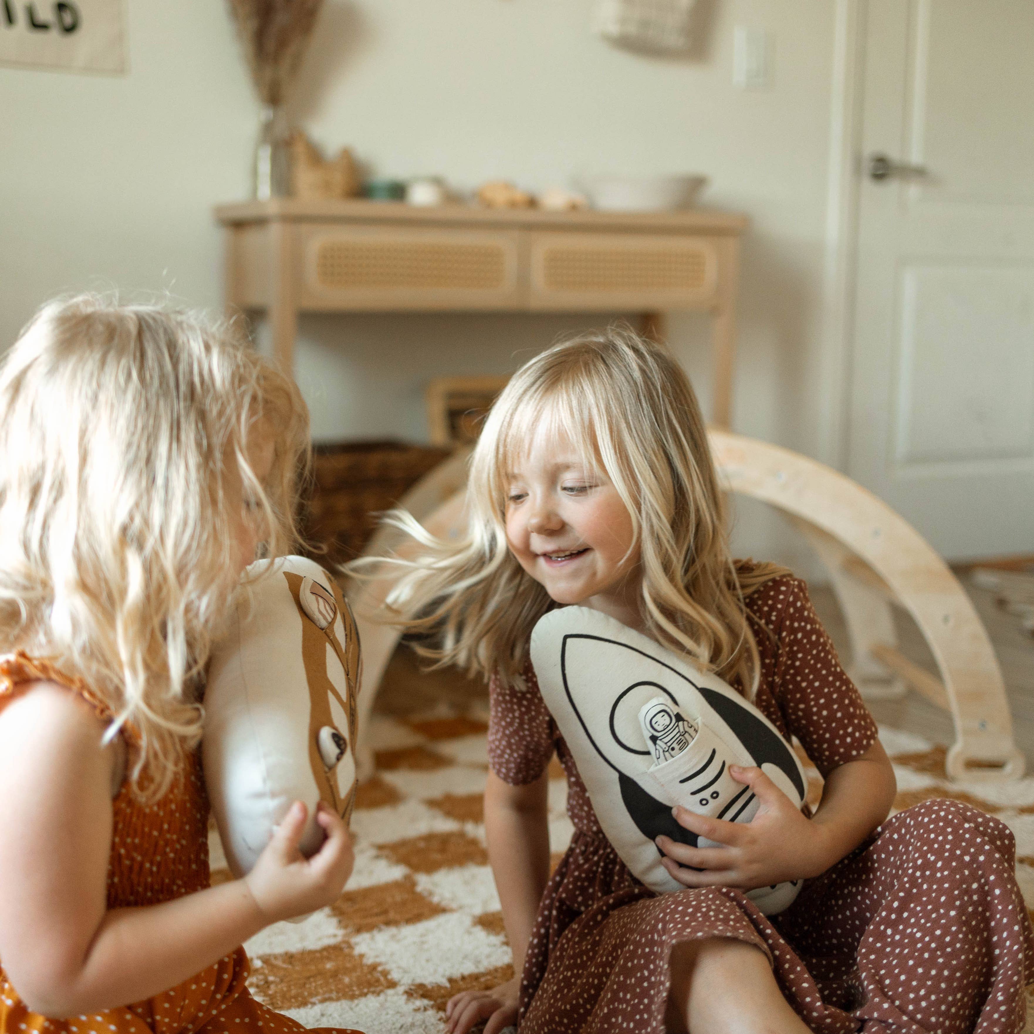 Rocket + Astronaut Canvas Pillow