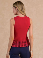 Sleeveless Sweater Sheer Peplum Tank Top
