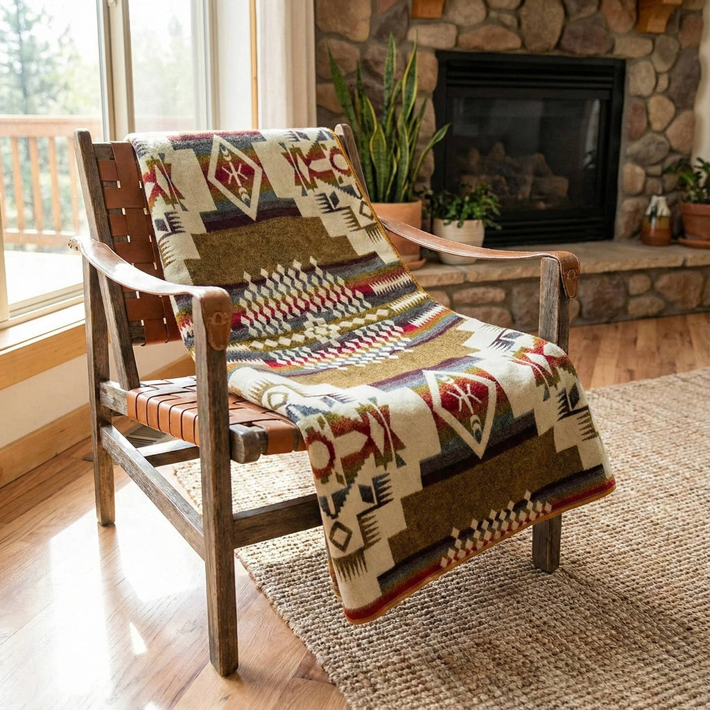 Southwest Alpaca Queen/Throw Blanket – Sandstone Reversible
