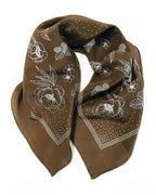 Classic Deep Olive Floral Western Bandana - 100% Silk
