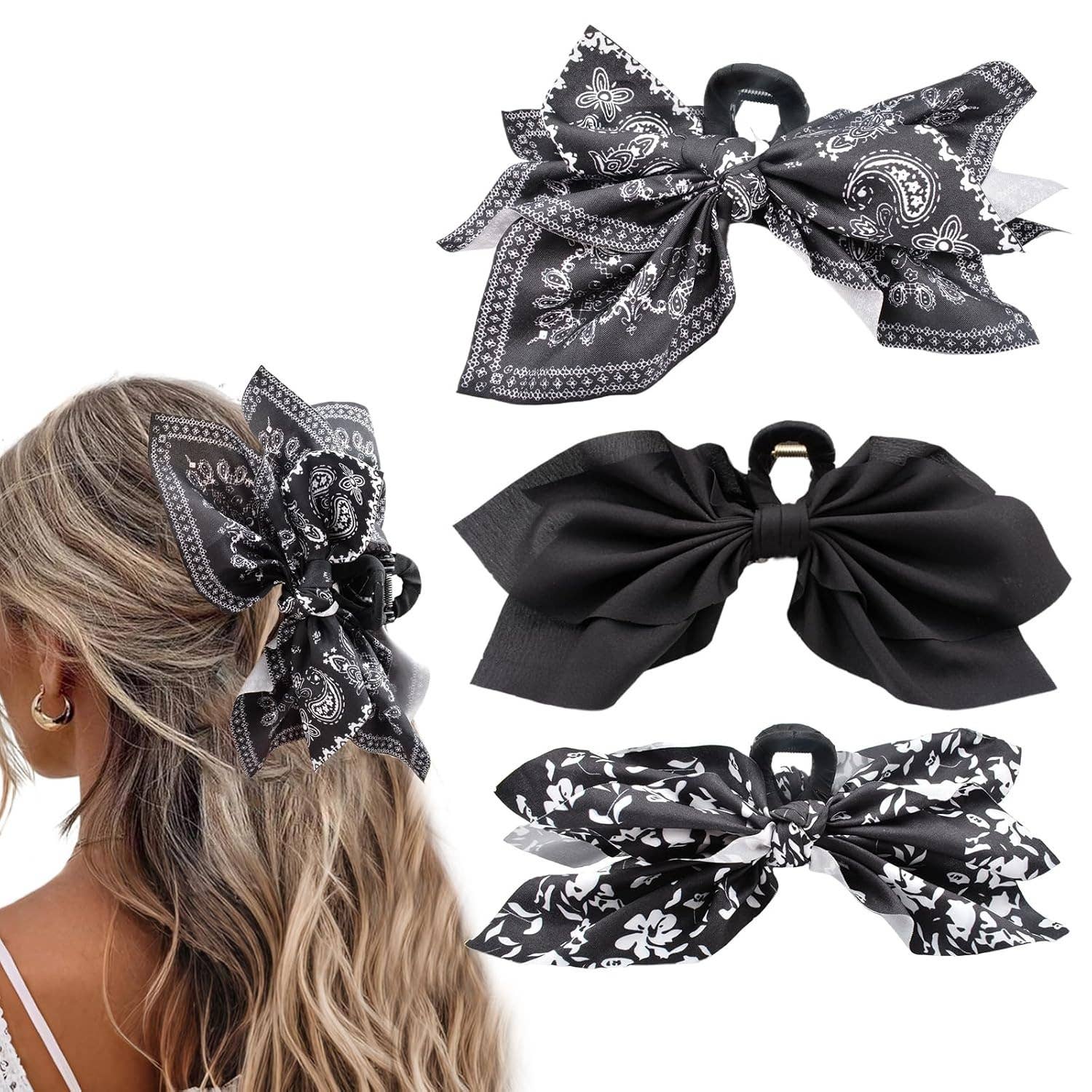 Bandana Bow Claw Clip Pack of 3