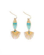 Beaded Handwoven Cotton Candy Dangle Earrings (Aqua)