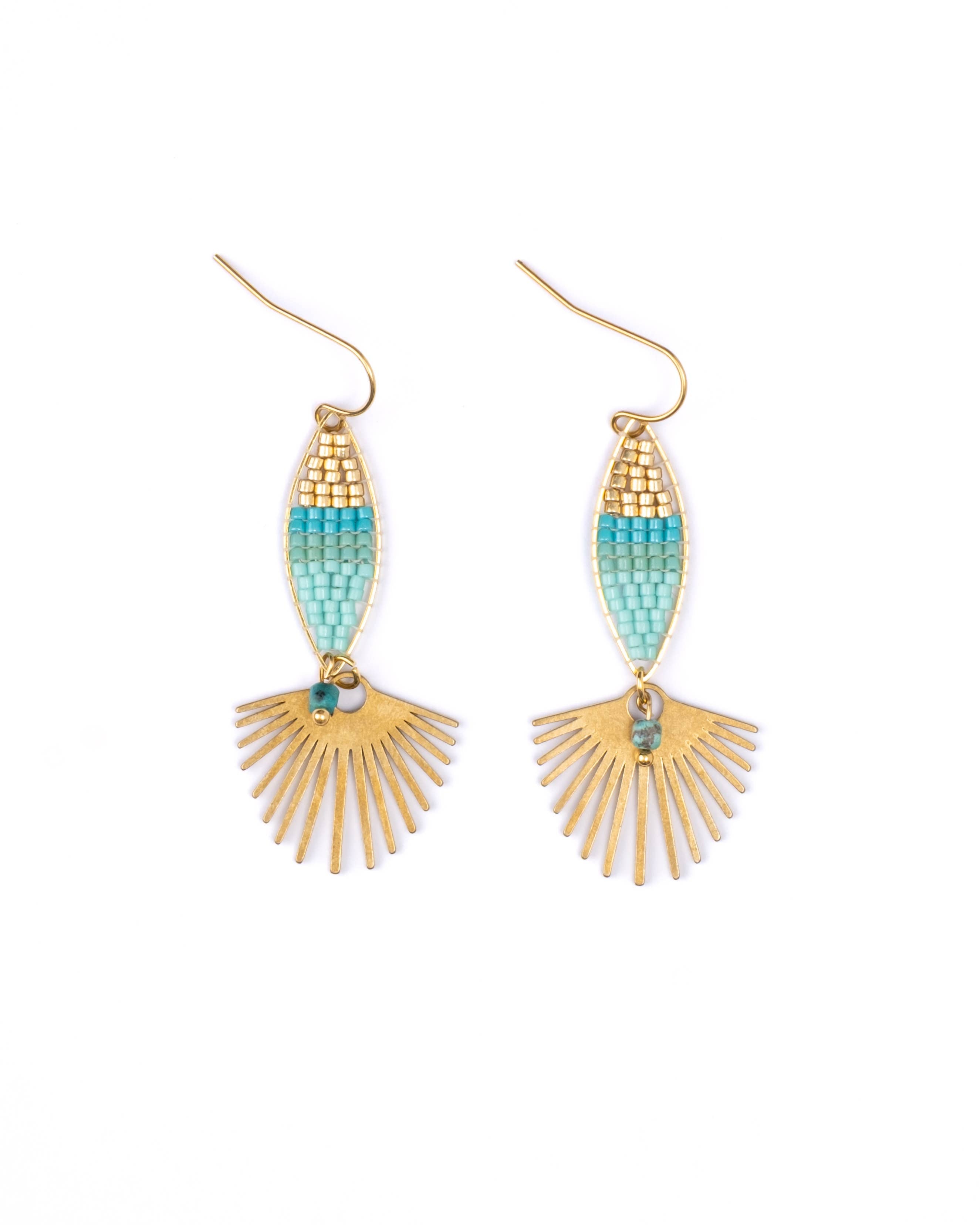 Beaded Handwoven Cotton Candy Dangle Earrings (Pink)