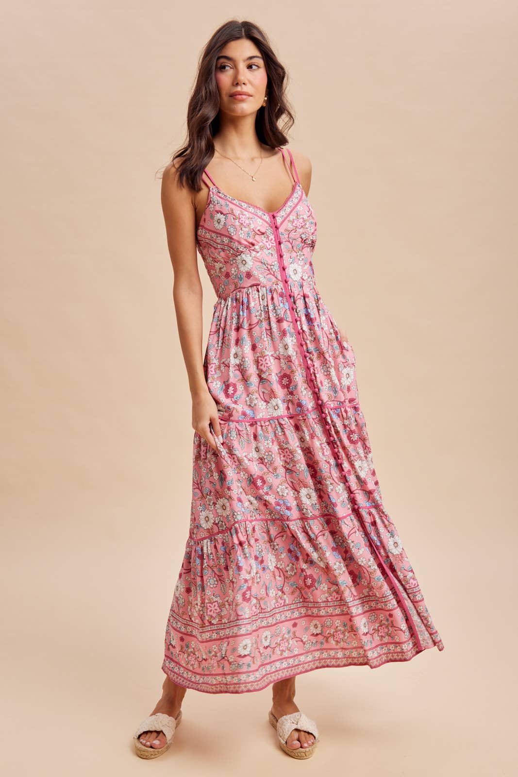 BORDER PRINT MAXI DRESS