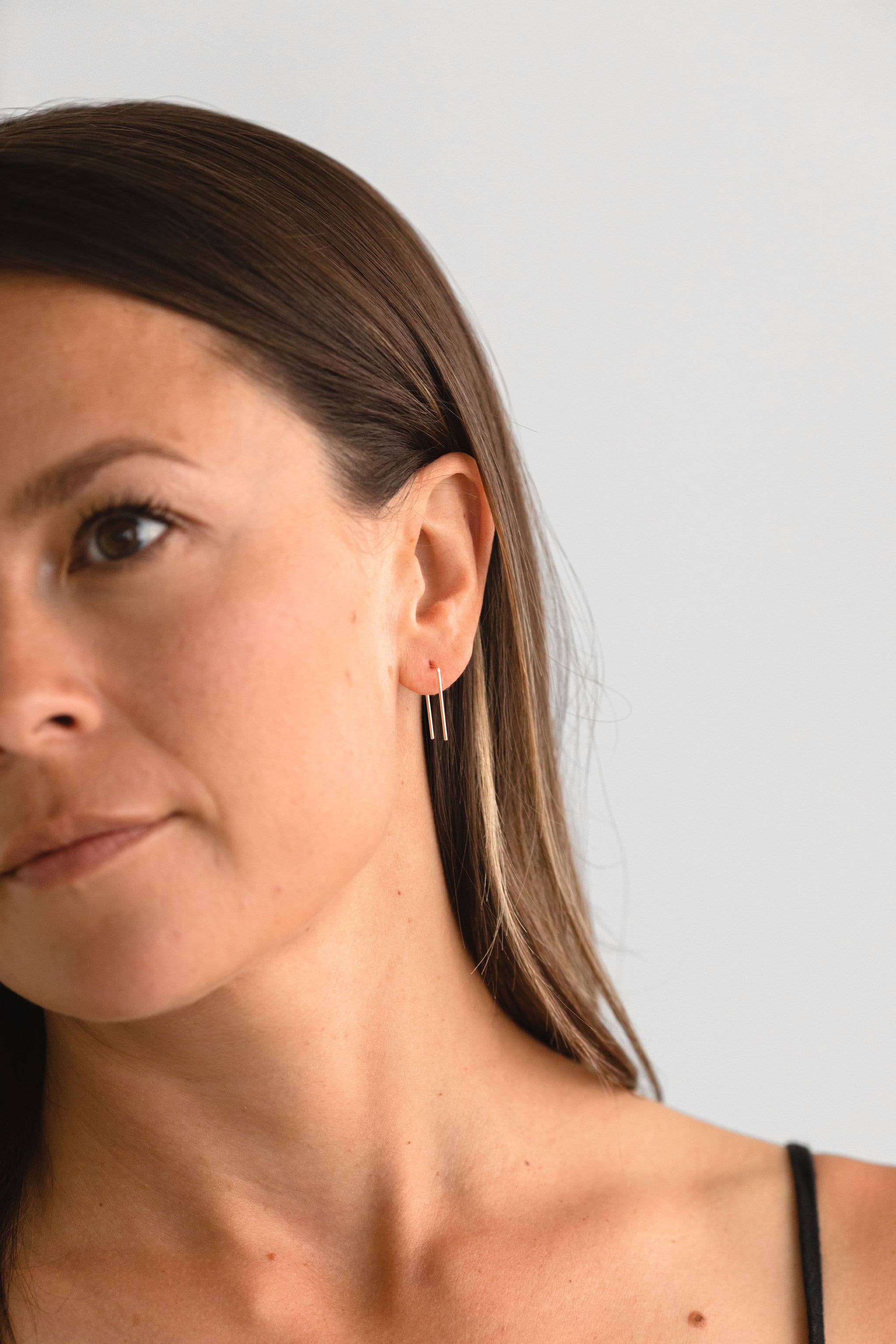 Tiny Staple Earrings | Gold Fill