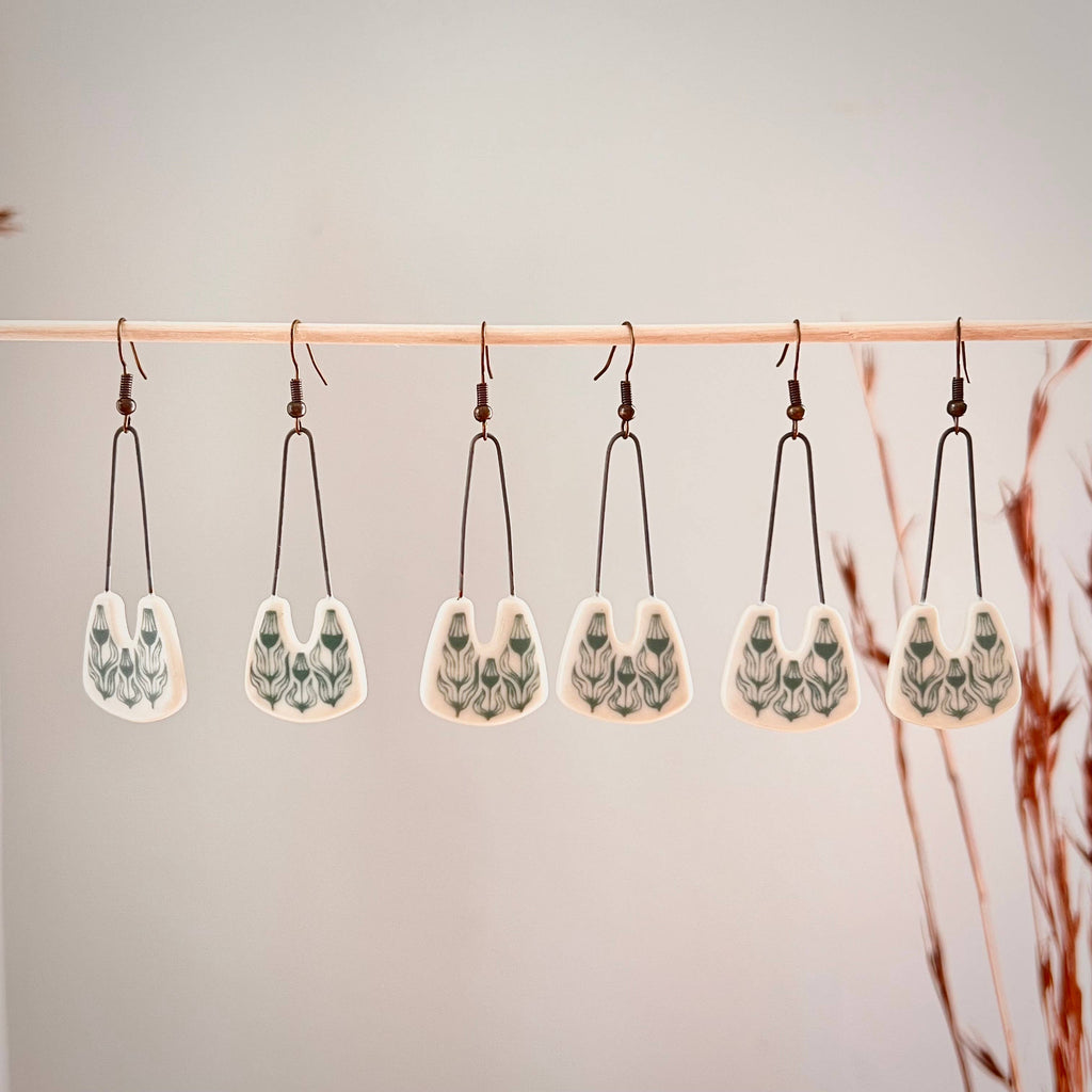 Teal Floral Earrings 
