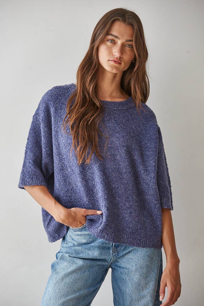 Knit Sweater Short Sleeve Boxy Pullover Top