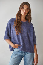 Knit Sweater Short Sleeve Boxy Pullover Top