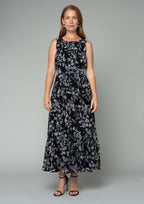 Floral Sleeveless Round Neck Open Back Maxi Dress