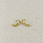 CZ Leaf Clicker Hoop Earrings