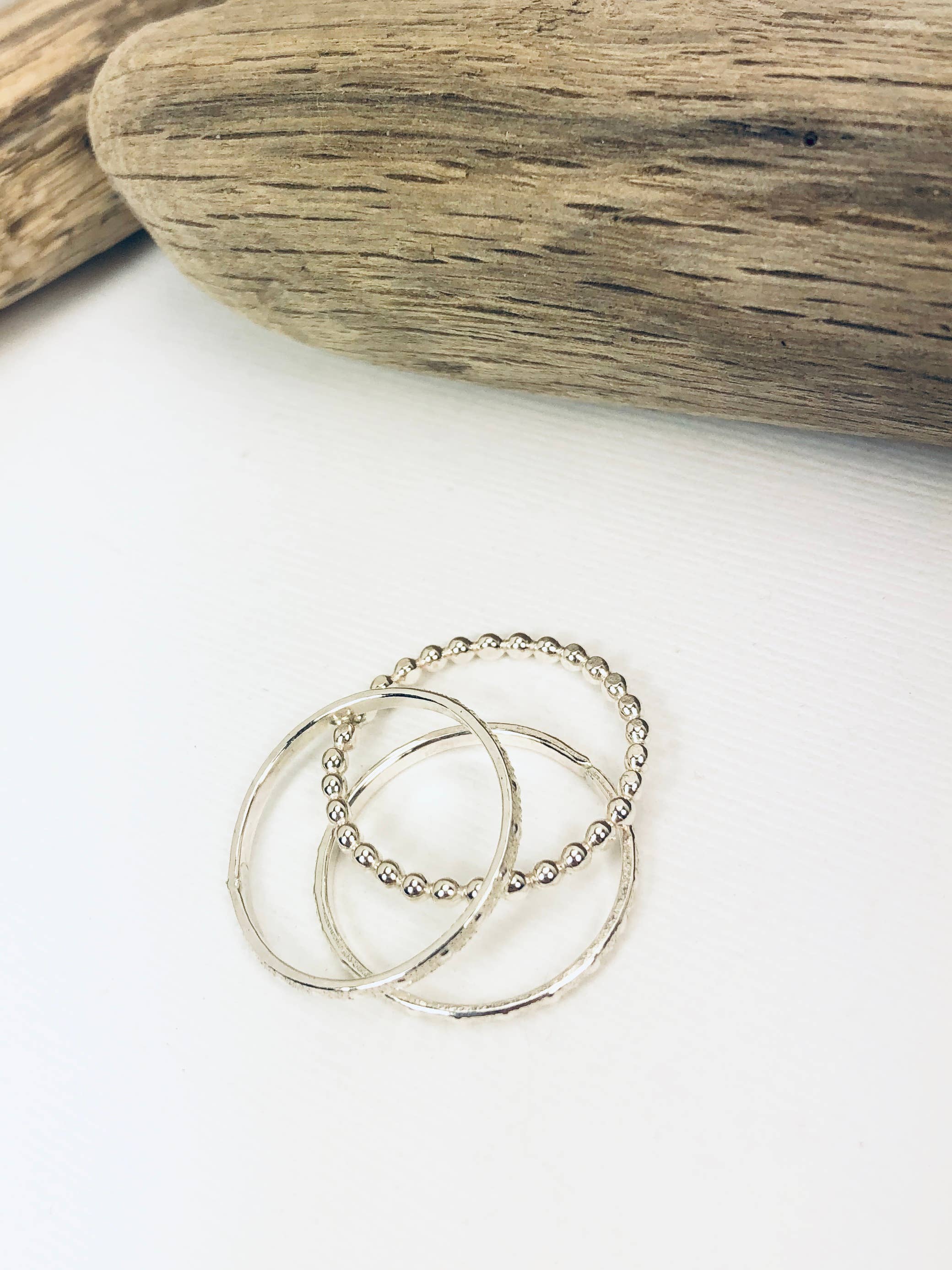 Textured Silver Stacking Rings