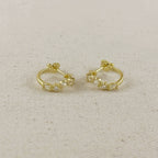 18k Gold Filled Curved Mixed CZ C- Hoop Earrings