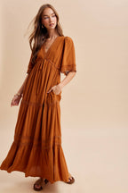 TENCEL LACE TRIM MAXI DRESS