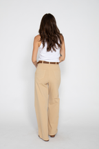 Flora Stretch High Rise Trouser, Almond Buff