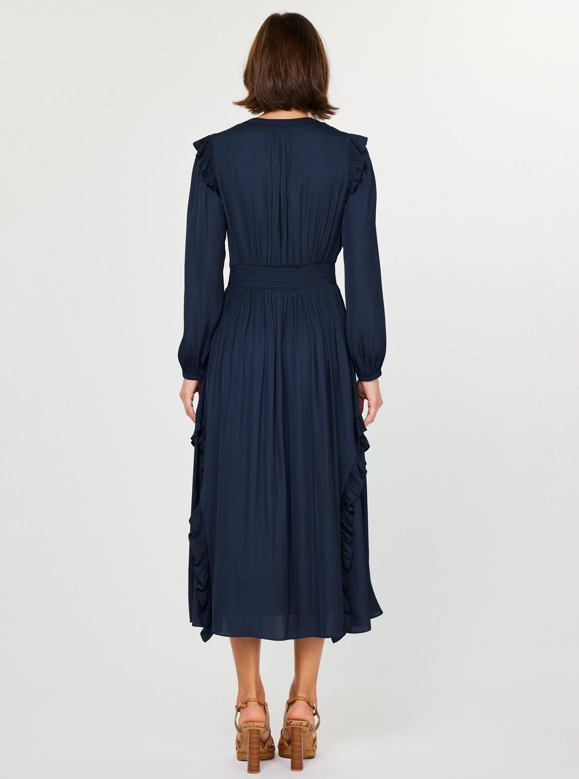 Ruffled Detail Midi Dress