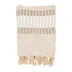 Earthy Elegance Woven Stripe Throw Blanket with Fringe