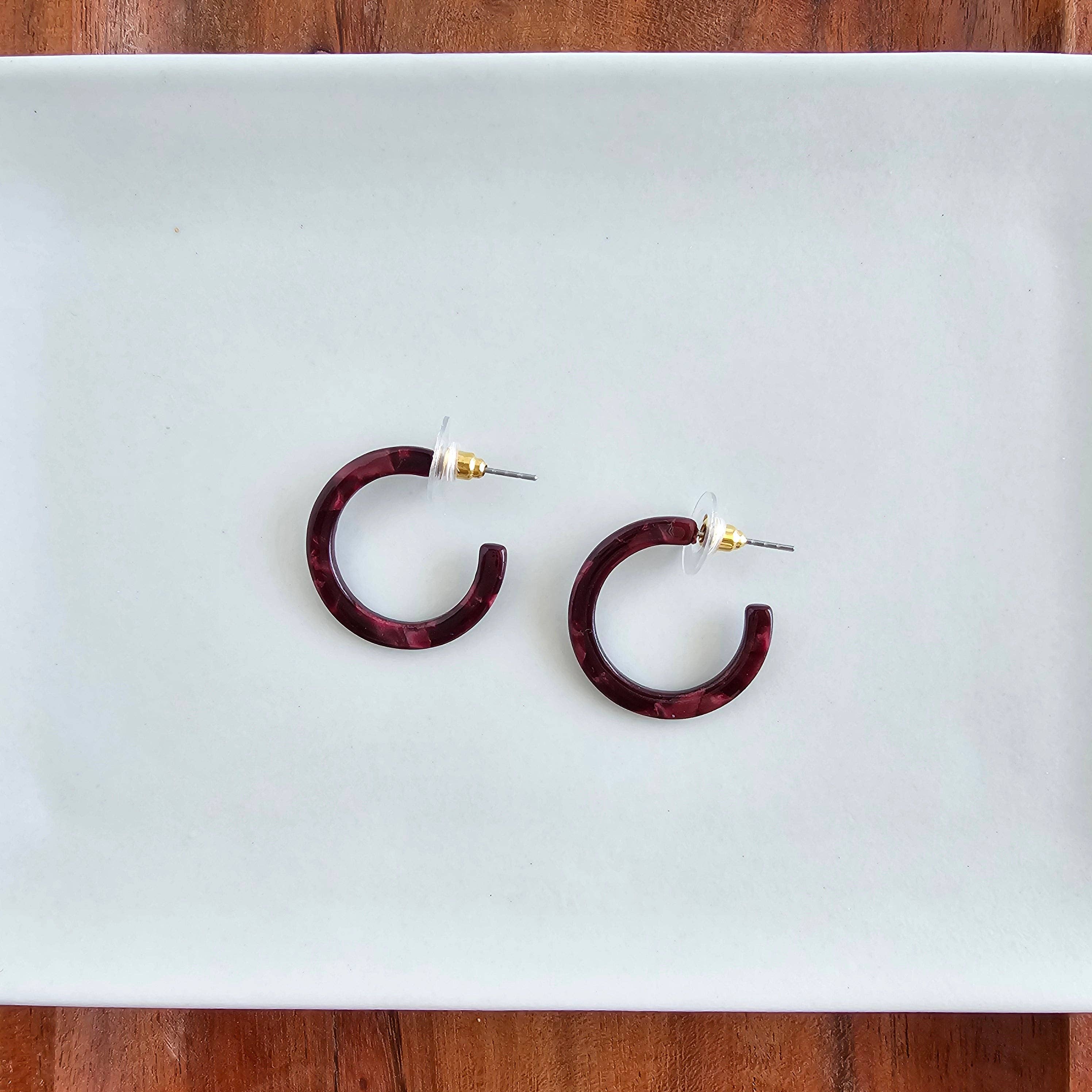 Cam Maroon Mini Hoops